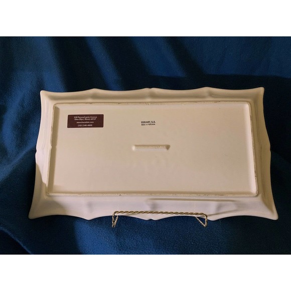 Portuguese, Ceriart platter, rectangular, scalloped edging, 17”x 10” - Picture 2 of 2